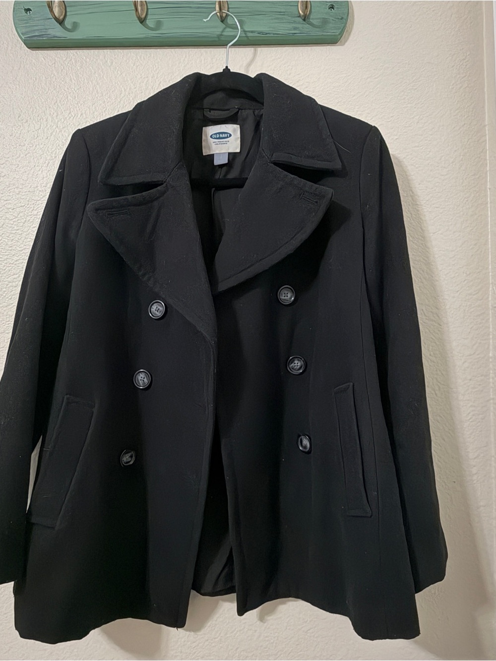 Old Navy Black Double-Breasted Pea Coat